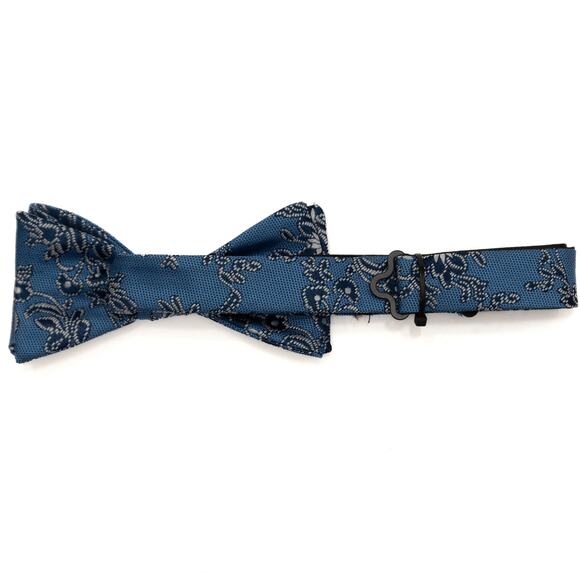 Madison Pre-Tied Adjustable Blue Floral Bow Tie Bowtie - Picture 3 of 6
